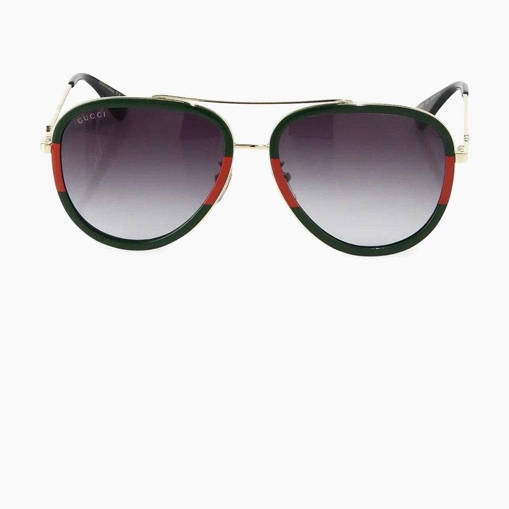 Gucci Web Aviator Sunglasses, Green/Red/Green